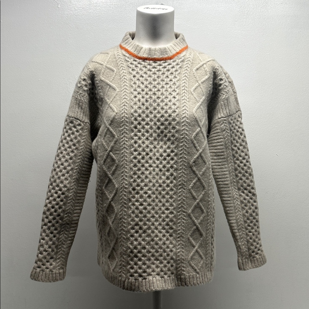 McConnell LambsWool Sweater Knit Pullover Crewneck Long Sleeve Ivory Mens Small